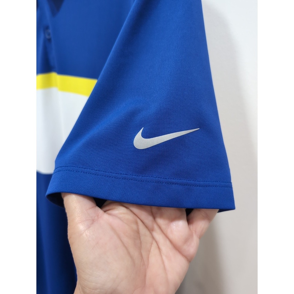 Nike Golf Dri-Fit Blue Yellow And White Colorblock Polo Shirt Men's Size Medium - Picture 4 of 10
